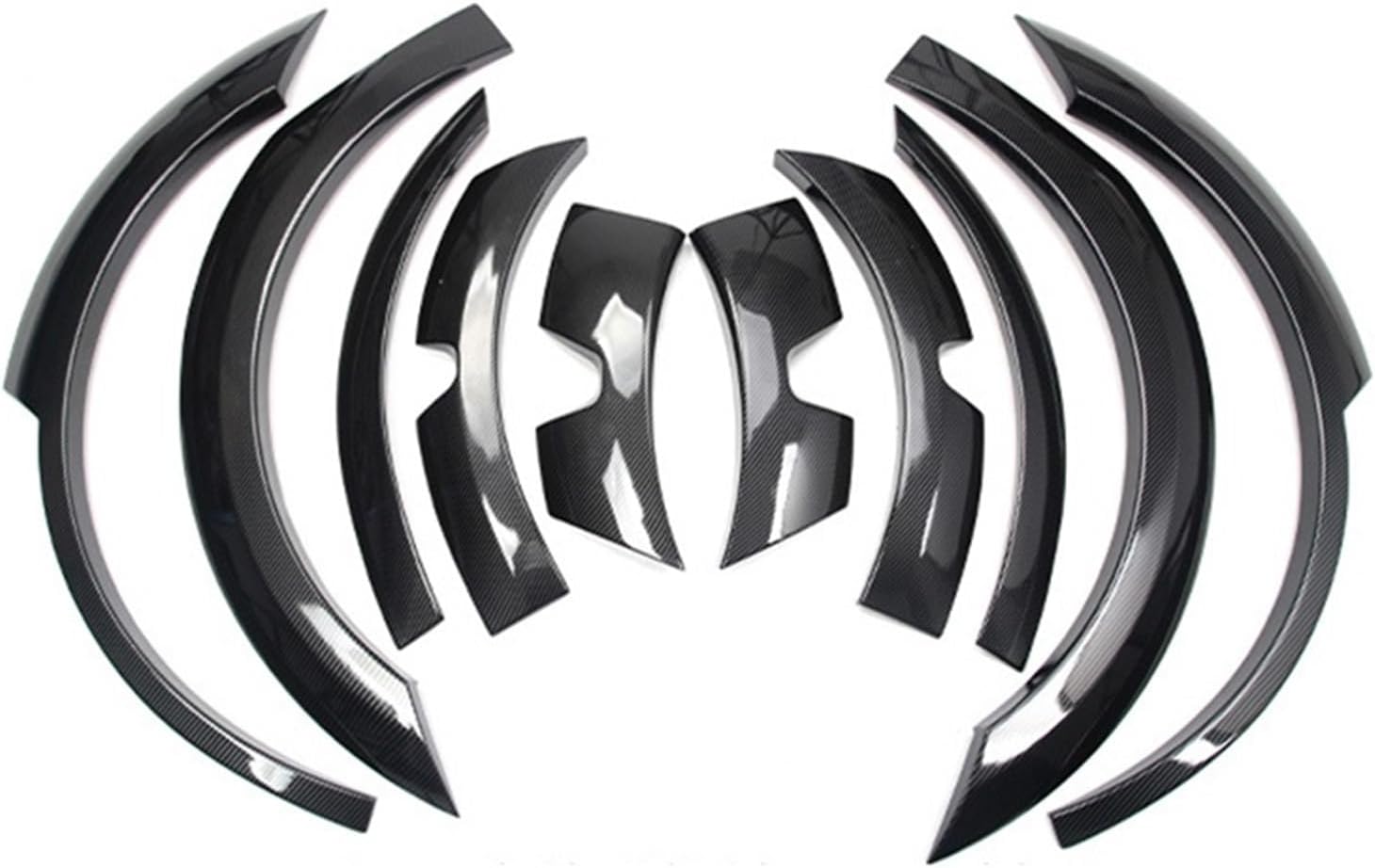 Car Accessories Compatible for Tesla Model Y 2020+ Carbon Black ABS Body Kit Wheel Eyebrow Widen Arches Fender Flares Spoiler 10pc (Color : Carbon fiber LOOK)