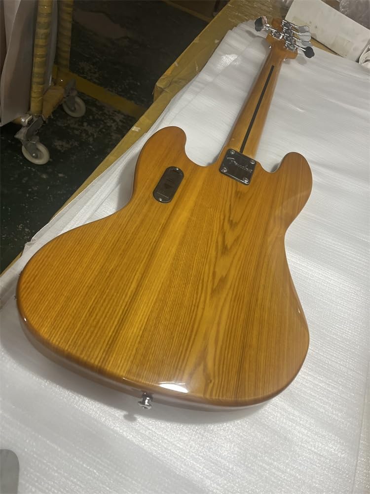 Custom 4 strings Bass Guitar Basswood body Rosewood Fingerboard Chrome Hardware Yellow Gloss Finish