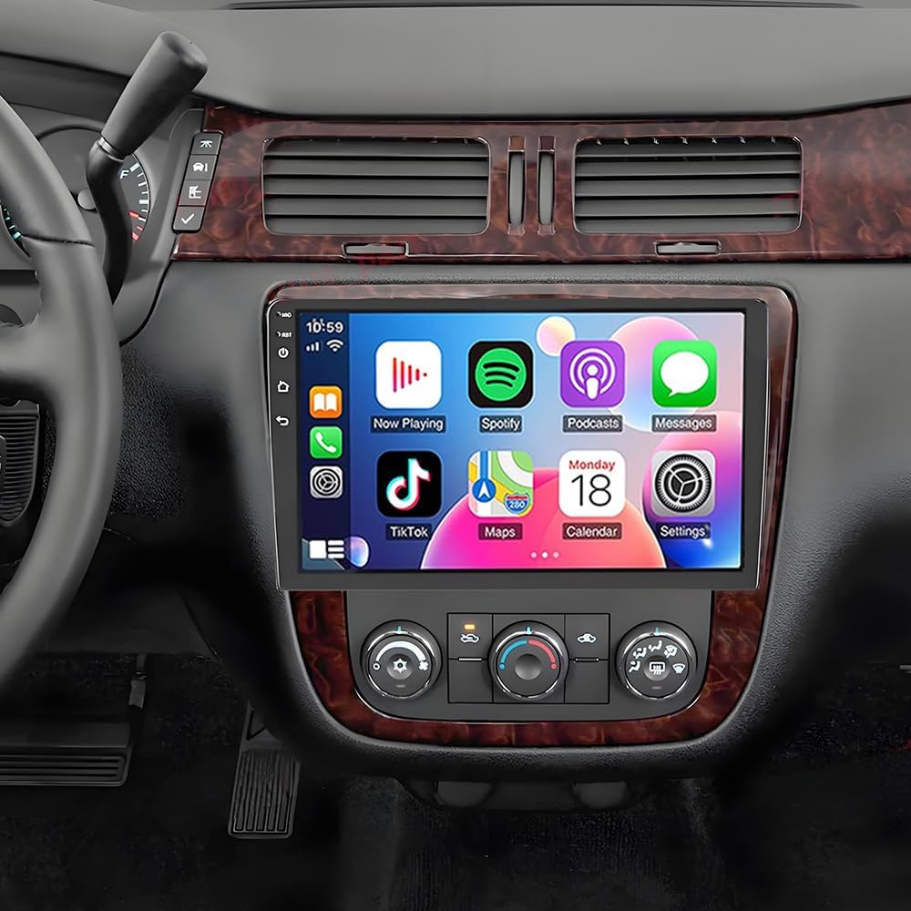 Double Din Car Stereo Radio Upgraded for Chevrolet Impala 2008-2013 GPS Navi Head Unit 10.1 inch Touch Screen Android 14 Wireless Carplay Android Auto-/FM/SWC/WiFi/Bluetooth/Camera