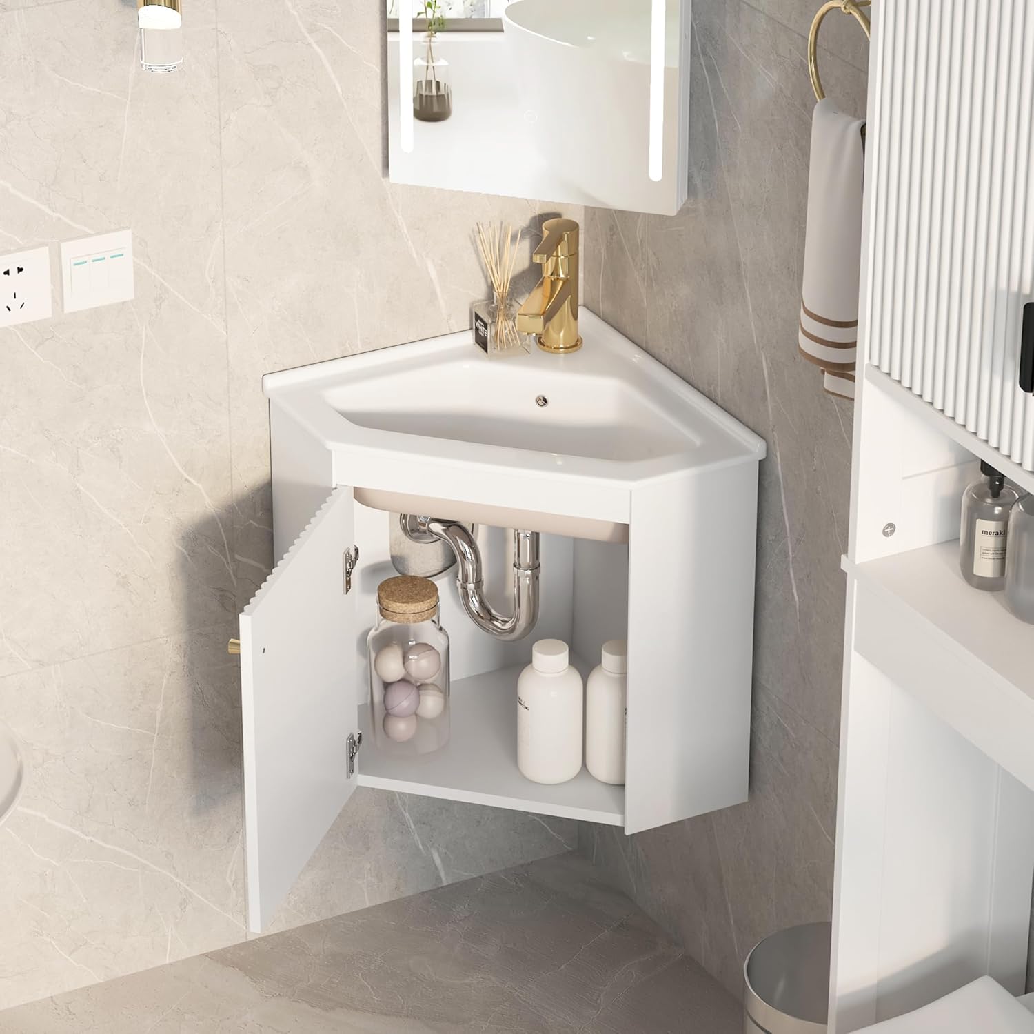 Corner Bathroom Vanity Sink Cabinet 24