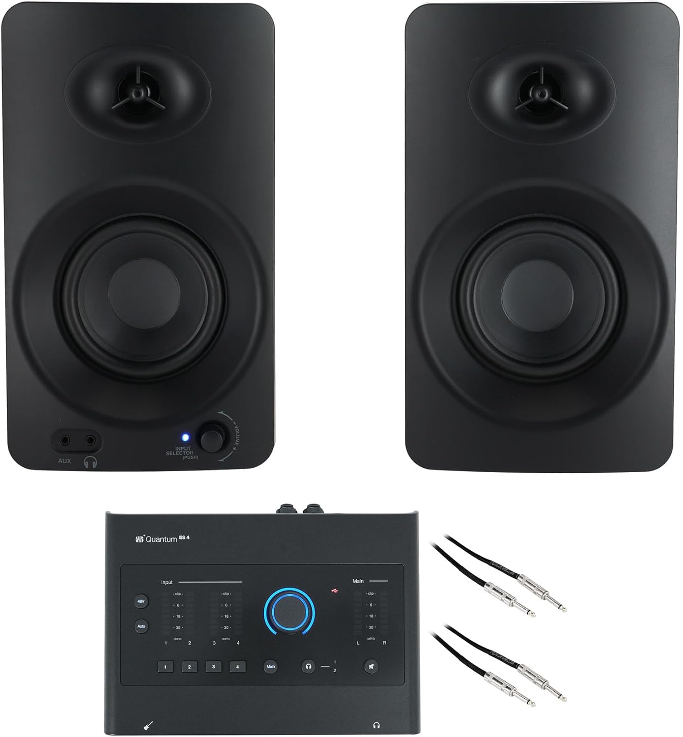 Audiosavings Bundle: Presonus Quantum ES4 4x4 Audio Recording Interface Bundle with (2) Rockville ASM4 4