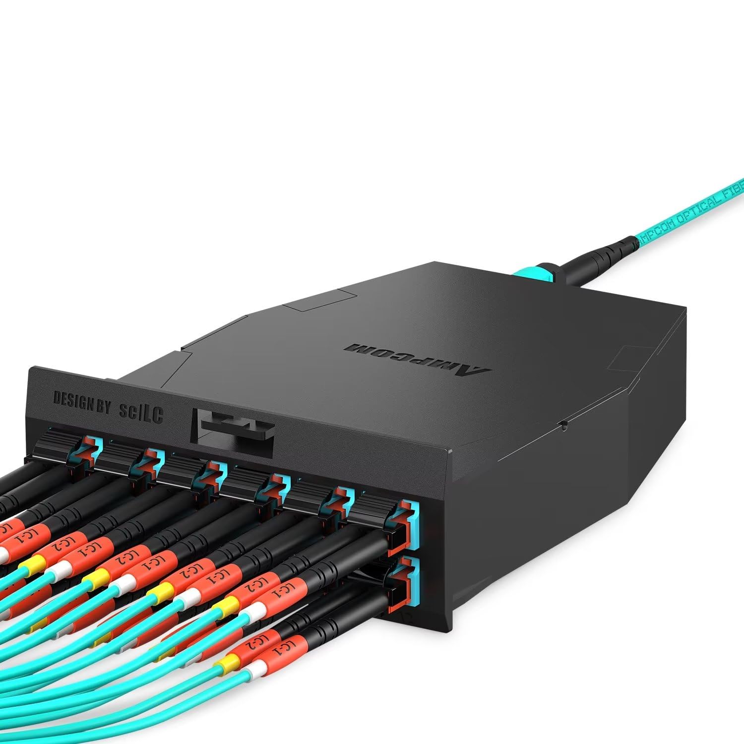 AMPCOM MPO to MPO Trunk Cable 50/125μm Multimode OM3-300 (24 Fiber, MPO to MPO Female, Type B, LSZH/Riser, UPC, Aqua) 30m (98.4ft)