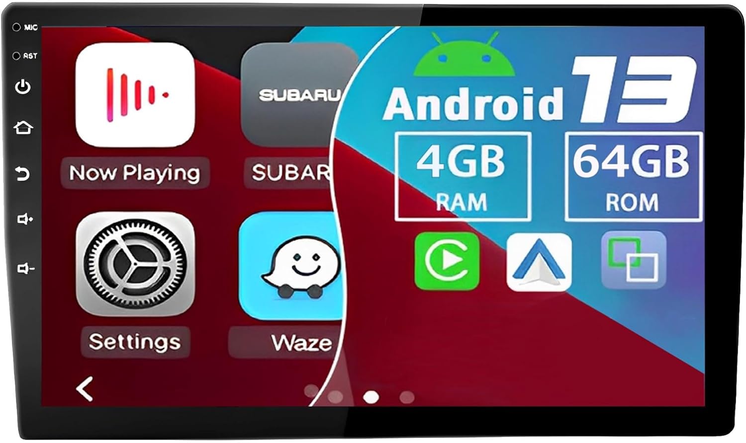 Android 13 Car Radio Stereo, 10.1'' Touch Screen Car Audio with Carplay & Android Auto Car Audio Receivers with GPS WiFi SWC Bluetooth Mirror Link AHD Backup Camera MIC [4+64G]