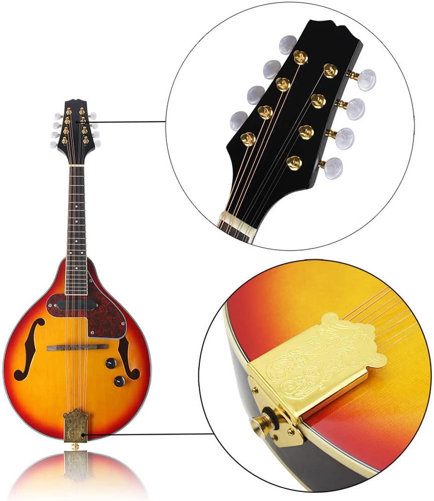 Mandolin Instrument Electric, Sunset Color Mandolin Strings Cloth Music Instruments For Adults with 3 meters Cable for Beginner Adults Teens Adults