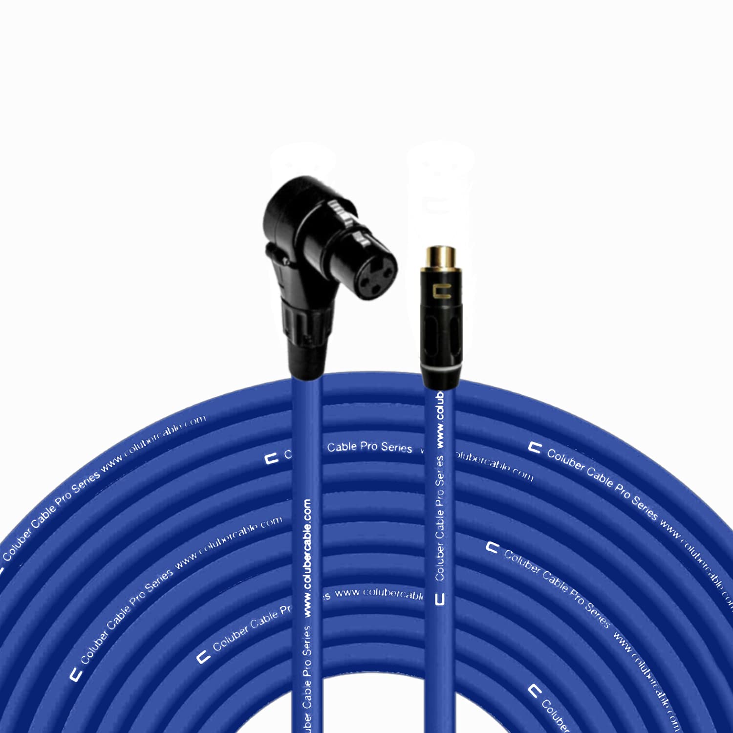 COLUBER CABLE Right Angle XLR Female to RCA Female - 200 Feet - Blue - Pro 3-Pin Microphone Connector for Powered Speakers, Audio Interface or Mixer for Live Performance & Recording