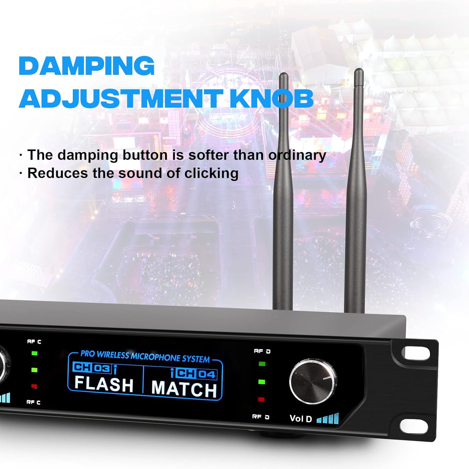 G-MARK Wireless Microphone System, 4 Channel Wireless Microphones with Rechargeable Handheld Mics, 250FT Range, UHF Metal Cordless Dynamic Microphone Sets for Singing, Karaoke, Church(Auto Connect)