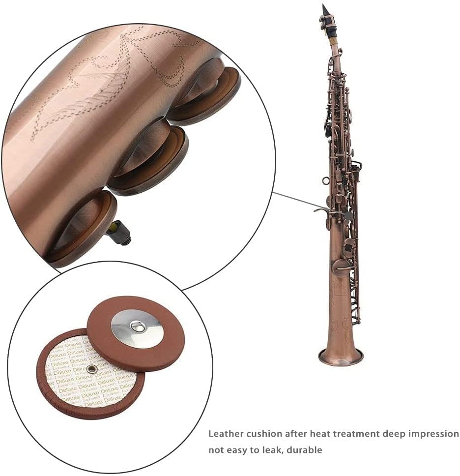 Professional Red Bronze Straight Bb Soprano Saxophone Sax Woodwind Instrument Abalone Shell Key Carve Pattern