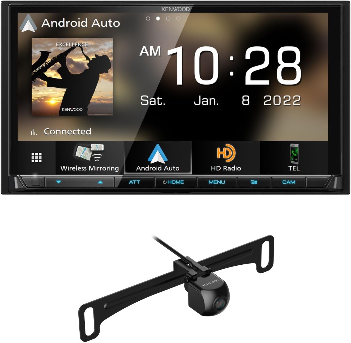 KENWOOD DMX908S EXCELON 6.95 Inch LCD Touchscreen Digital Multimedia Receiver, Wireless Apple CarPlay and Android Auto, Double Din | Plus KENWOOD CMOS-240U Universal Backup Camera