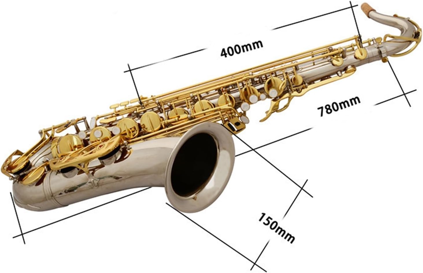 Beginner saxophone Professional Saxophone B Flat Nickel Plated Gold Key Saxophone Woodwind Instrument