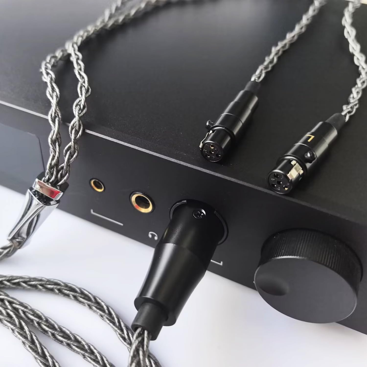 Audio Cable 8N Single Crystal Silver-Plated Mixed Cord Compatible with Audeze LCD-3 LCD-4 LCD-X LCD-XC MEZE Empyrean Elite Kennerton Thror Vali Headphone 6.5ft 4PIN-XLR, Dark Grey