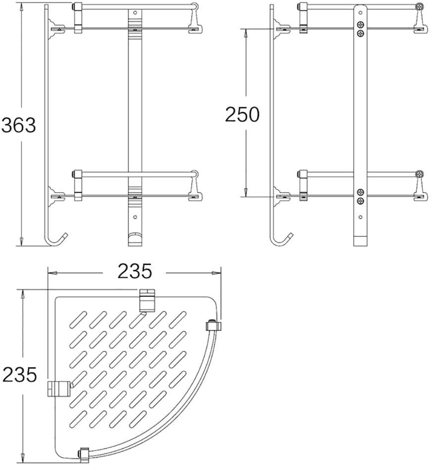 2 Layer Space Aluminum Bathroom Corner Shelf Shower Caddy Shampoo Soap Cosmetic Storage Basket Kitchen Spice Rack Holder Organizer(Triangle-Double)