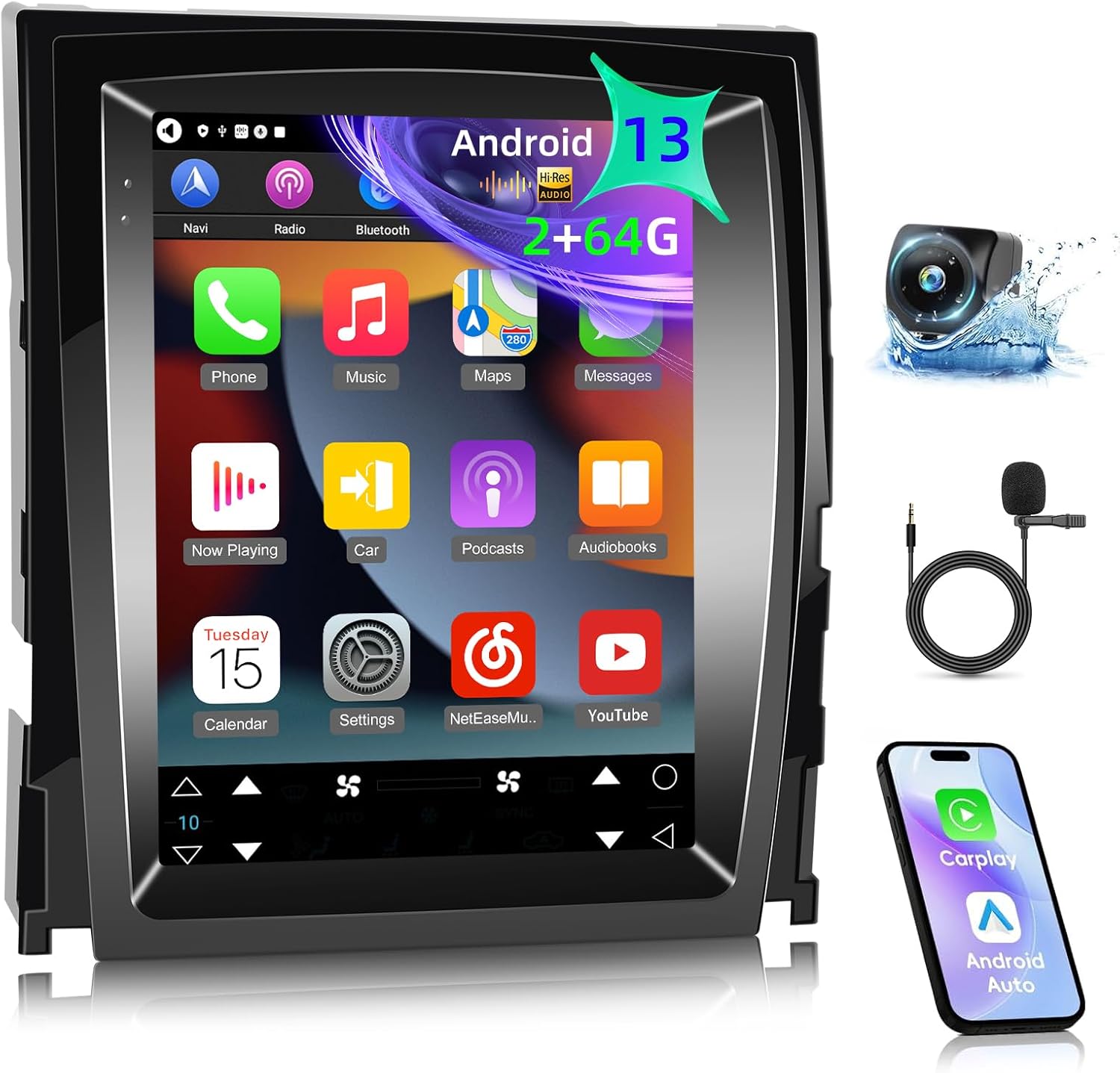 for Cadillac Escalade Radio 2007 2008 2009 2010 2011 2012 2013 2014, [2+64G] 9.7 inch Android Touch Screen Escalade Car Stereo, Carplay/Android Auto/Hi-Fi Audio/1080P/SWC/Bluetooth