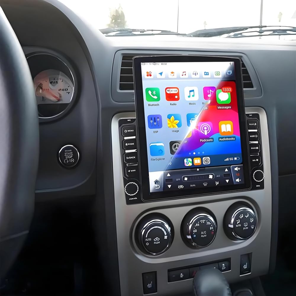 PHEZEN 9.7 inch Touchscreen Car Stereo Fit for Dodge Challenger 2008-2014, Android 14 Double Din Car Radio with Carplay & Android Auto in-Dash Navigation BT Mirror Link WiFi Backup Camera 4+64G