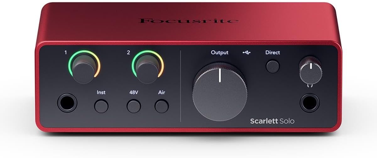 Focusrite Scarlett Solo Studio 4th Gen Recording Bundle, Red (Renewed)