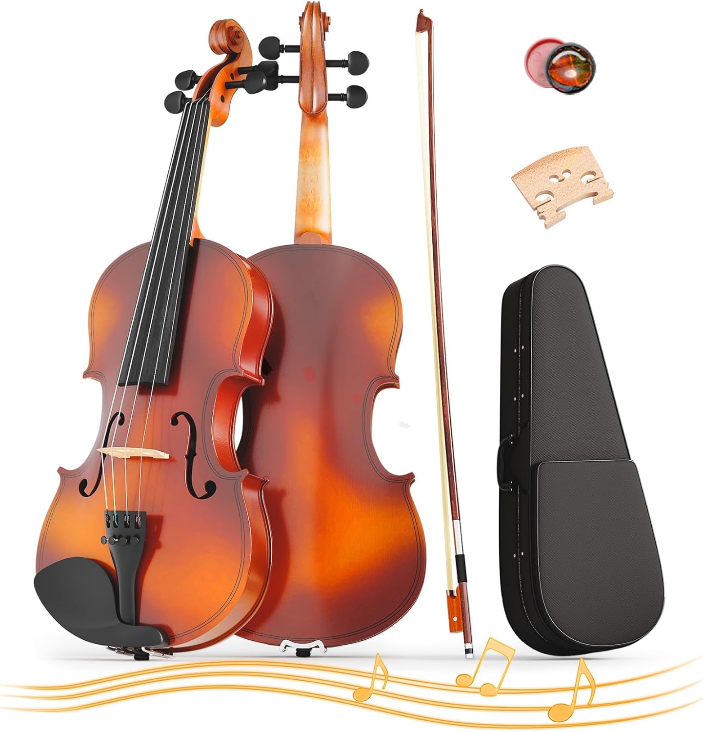 1/8 Violin for Kids Age 4-5, 1/8 Beginner Violin for Student, Acoustic Violins with Case, Bow, Bridge, and Rosin (Natural)