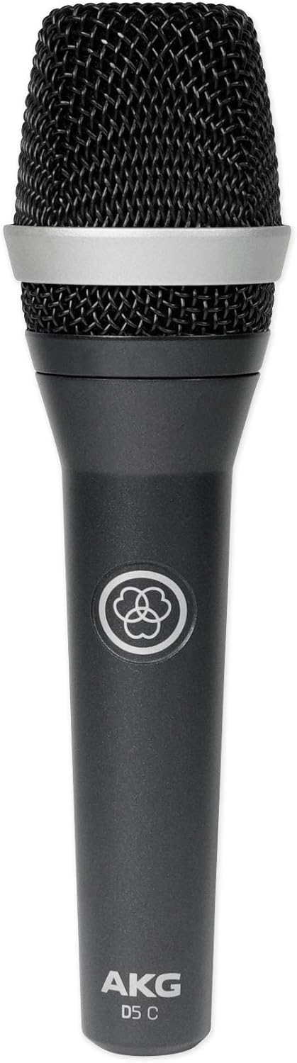 Audiosavings Bundle: AKG D5C Dynamic Cardioid Pattern Mic Bundle with Rockville AUX Cable & Boom Arm USB Mic Stand+Desk Clamp, Studio Headphones with Coil Cable+Case+Extra Ear Pad (4 Items)