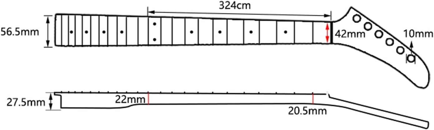 Banana Guitar Neck Maple Fingerboard 22 Frets Electric Guitar Neck Replacement Dot Inlay Matt Unfinished Guitar Neck (Color : 02)