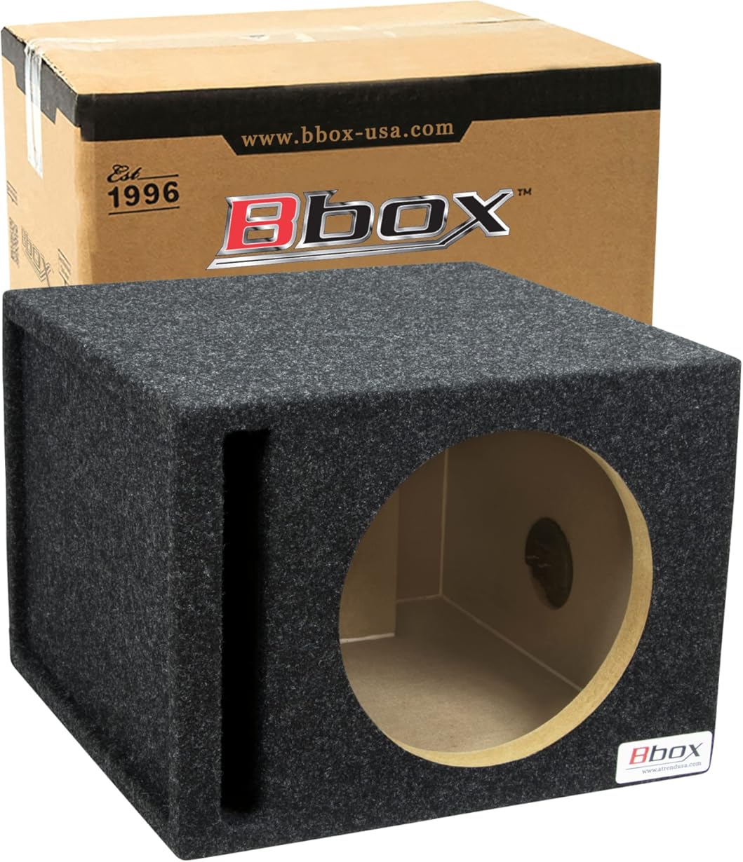 Bbox Pro-Tuned 10” Single Vented Subwoofer Carpeted Enclosure - Subwoofer Box Improves Audio Quality, Sound & Bass,Charcoal