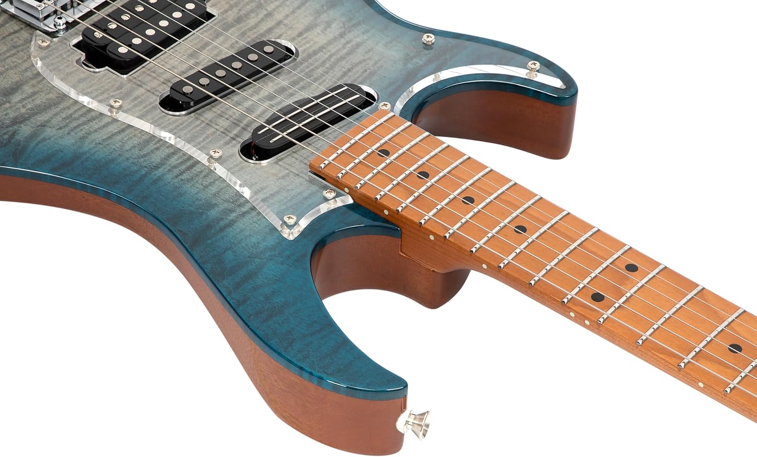 Vola Electric Guitar OZ RV TNC LH Aqua Burst Gloss Handmade in Japan MIJ Solid Flame Maple Top Roasted Maple Neck Stainless Steel Frets Gotoh Bridge Gotoh Locking Tuner 6 Strings Modern C Neck