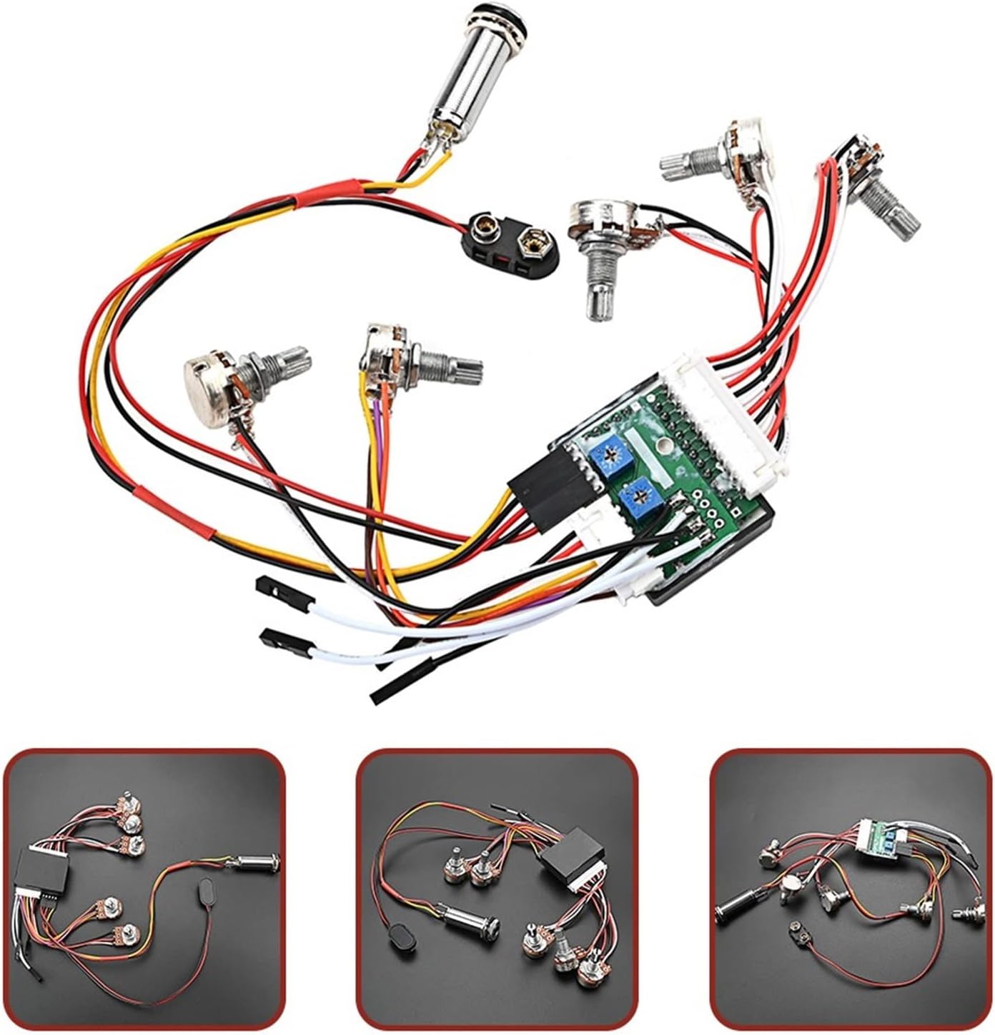 Guitar Wiring Harness 1 Set Active Preamp Wiring Harness Parts with Five Individual Potentiometers for Bass Guitar