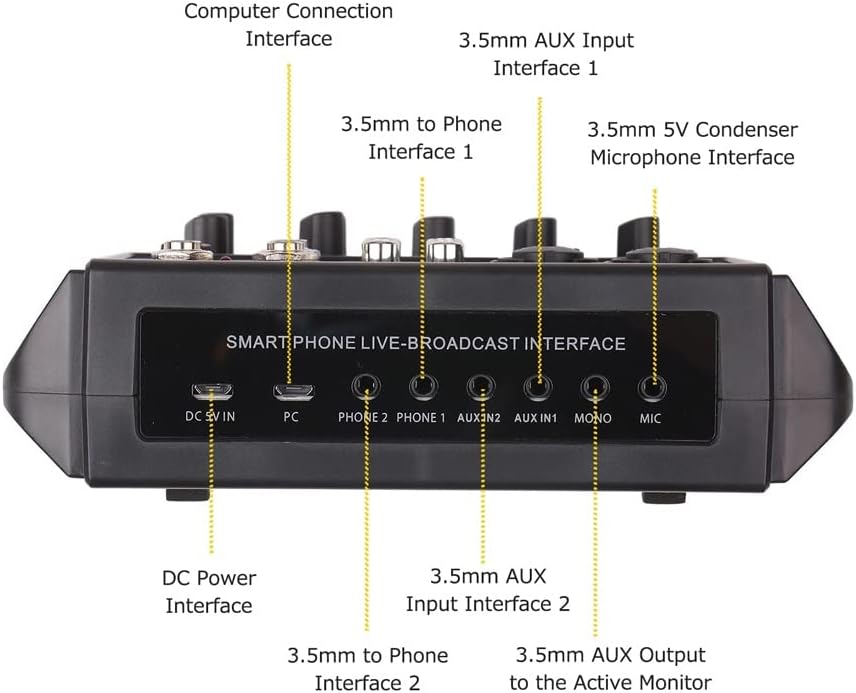 4-Channel Musical Portable Mini Audio Mixer Live Multi-Function Mixing Console USB Sound Recording Device Music Mixer Equipment