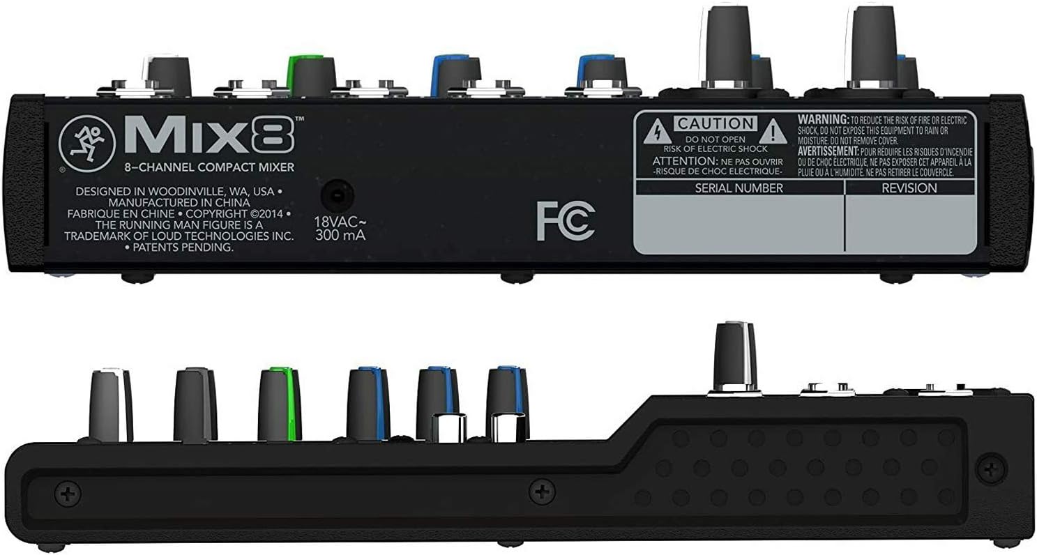 Mackie -Mix8- Compact 8-Channel Desktop Analog Midsize Mixer for Live Sound 2 Mic/Line Input Channels with Pair of EMB XLR Cable and Gravity Magnet Phone Holder Bundle (2)