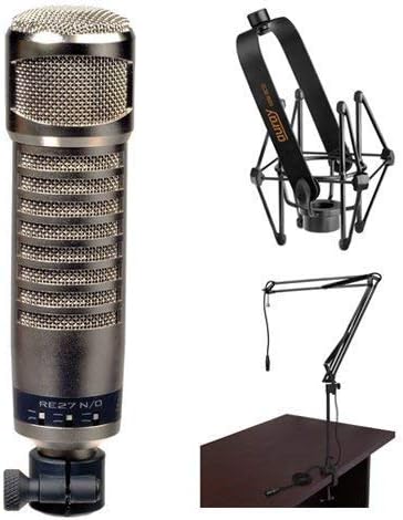 Electro-Voice RE27N/D Broadcast Announcer Microphone with Auray Microphone Suspension Shockmount and Auray Two-Section Broadcast Arm (Bundle)