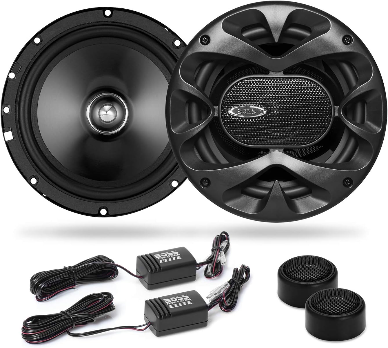 BOSS Audio Systems Elite BCK65 Component Car Speaker System - 2 6.5 Inch Speakers, 2 Tweeters, 2 Crossovers, 350 Watts Max Power