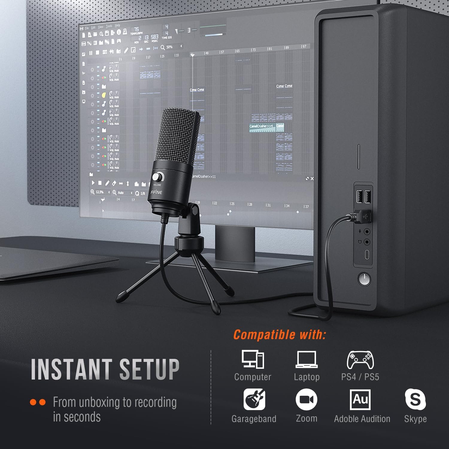 FIFINE Metal Recording Microphone and USB Gaming Headset, Streaming Condenser Cardioid Studio Microphone Wired RGB Headset with EQ Modes, for Vocals, Voice Overs,Streaming Broadcast (K669B+H6)