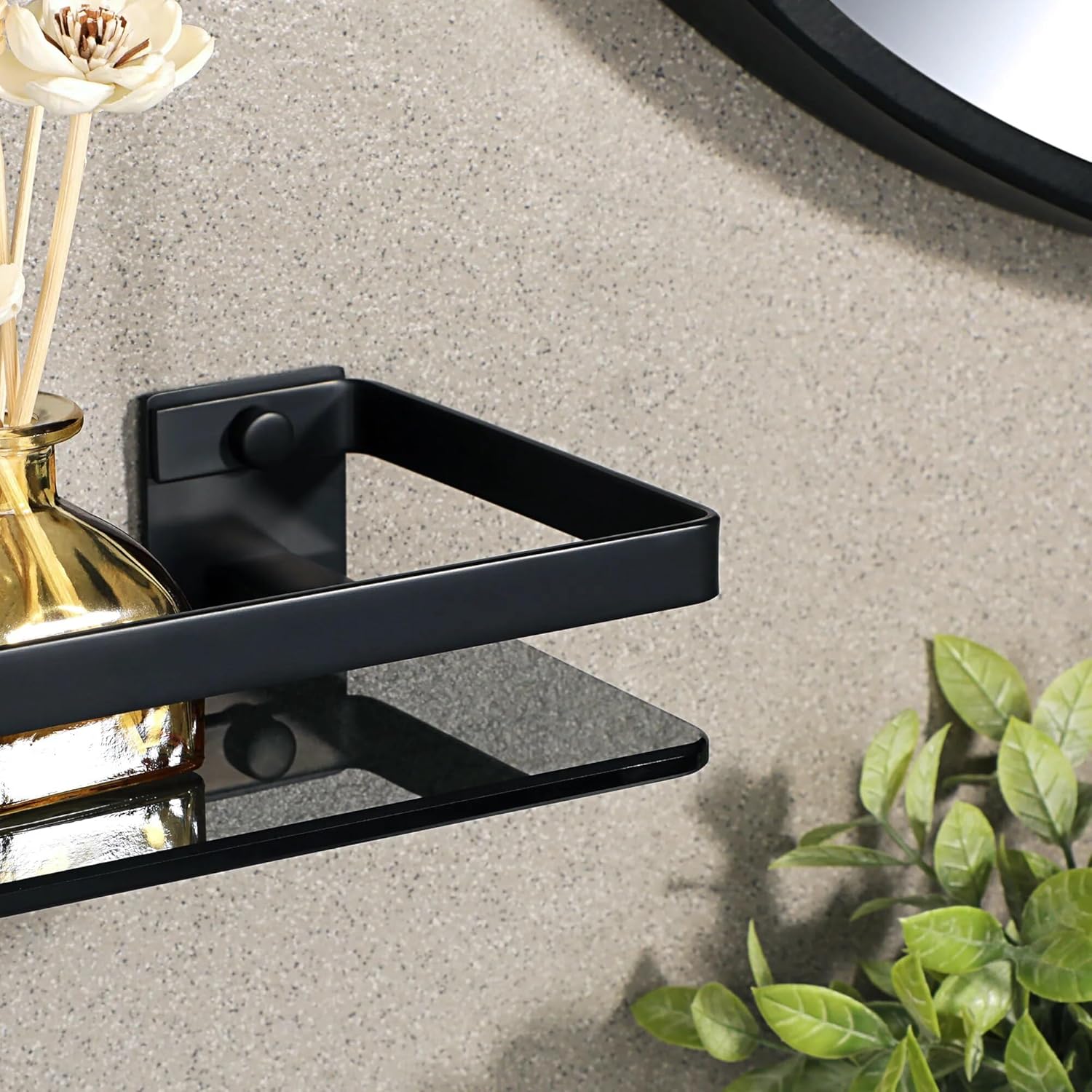 Shower Caddy Bathroom Shelves, Shower Storage Rack Glass Bath Shelf, Wall Mount Shampoo Rack Organizer, Bathroom Accessories Bathroom Organizer (Color : 38cm)