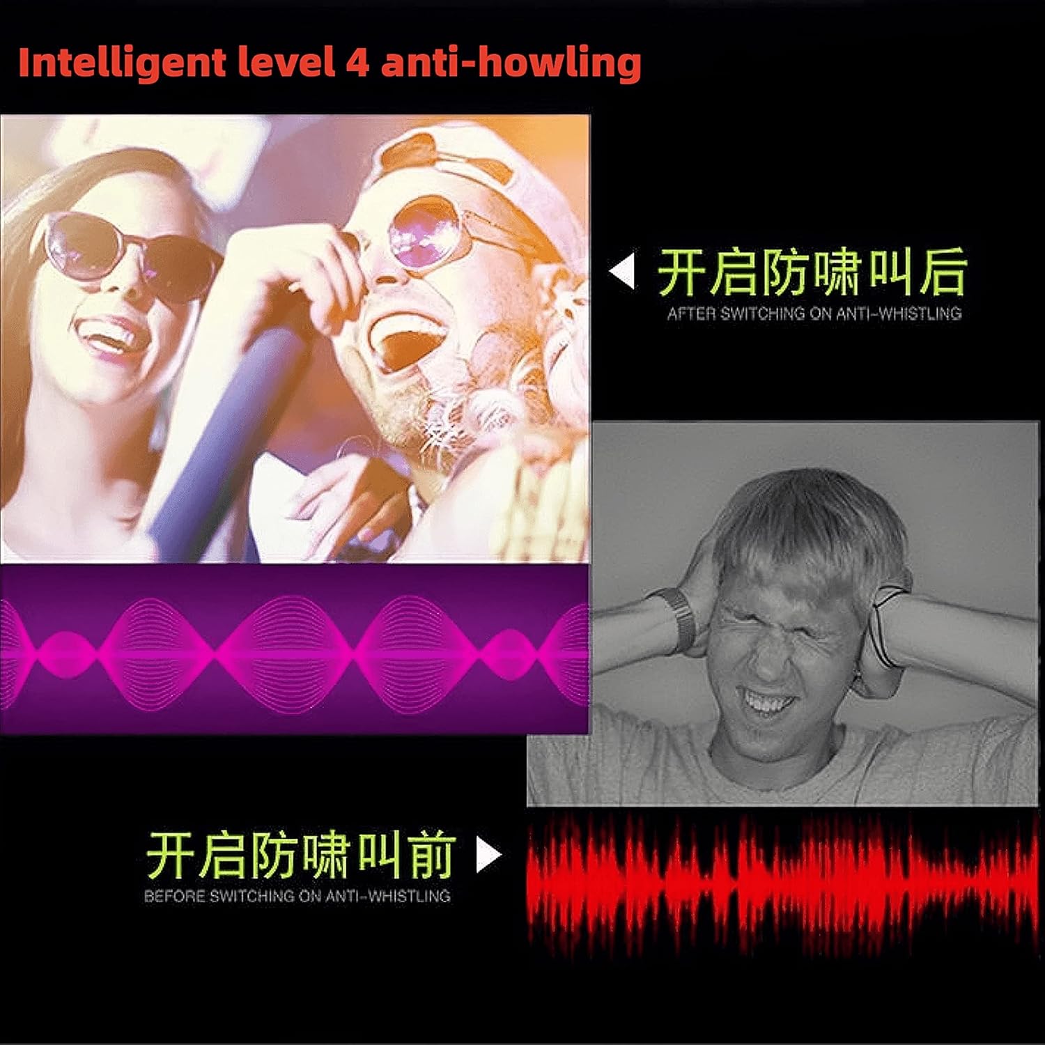 Audio Processor Mobile APP debugging Level 4 anti-whistle digital karaoke Mixer Microphone 4 inputs Reverberator USB Bluetooth Digital Mixer Reverberator Microphone KTV Karaoke Audio Processor