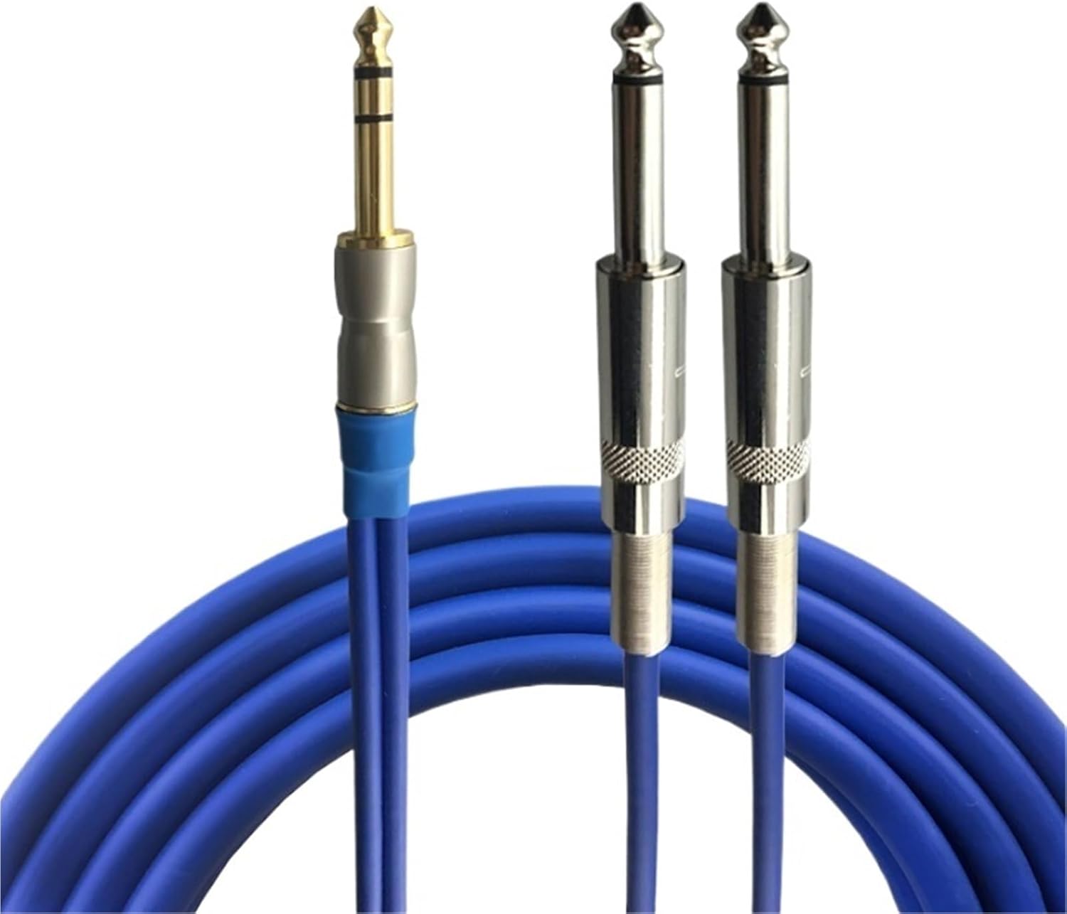 Stereo Male 6.35mm to Dual 6.5mm Audio Cable 6.35mm to 2X 6.35mm Male Mono Cable for Amp Mixer Microphone(Blue I - 2 I,8m)