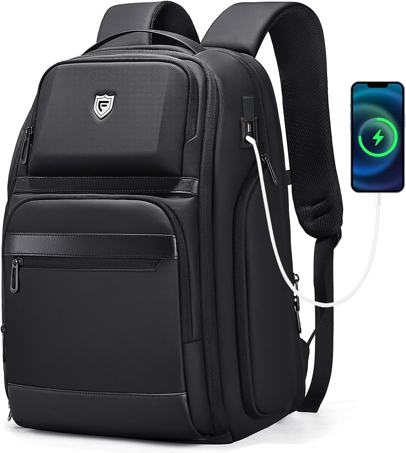Travel Laptop Backpack for Men, Expandable Water Resistant 15.6 Inch Computer Backpack with USB Port, Mens Hardshell Laptop Bag for Business/Work/College, Black