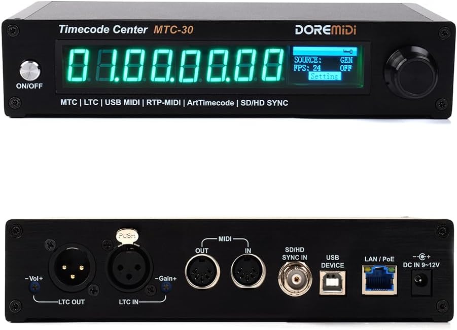 Timecode Center MTC-30 Supports Timecode Reader Generator Converter SMPTE LTC ArtTimeCode RTP-MIDI MMC PoE(MTC-30)