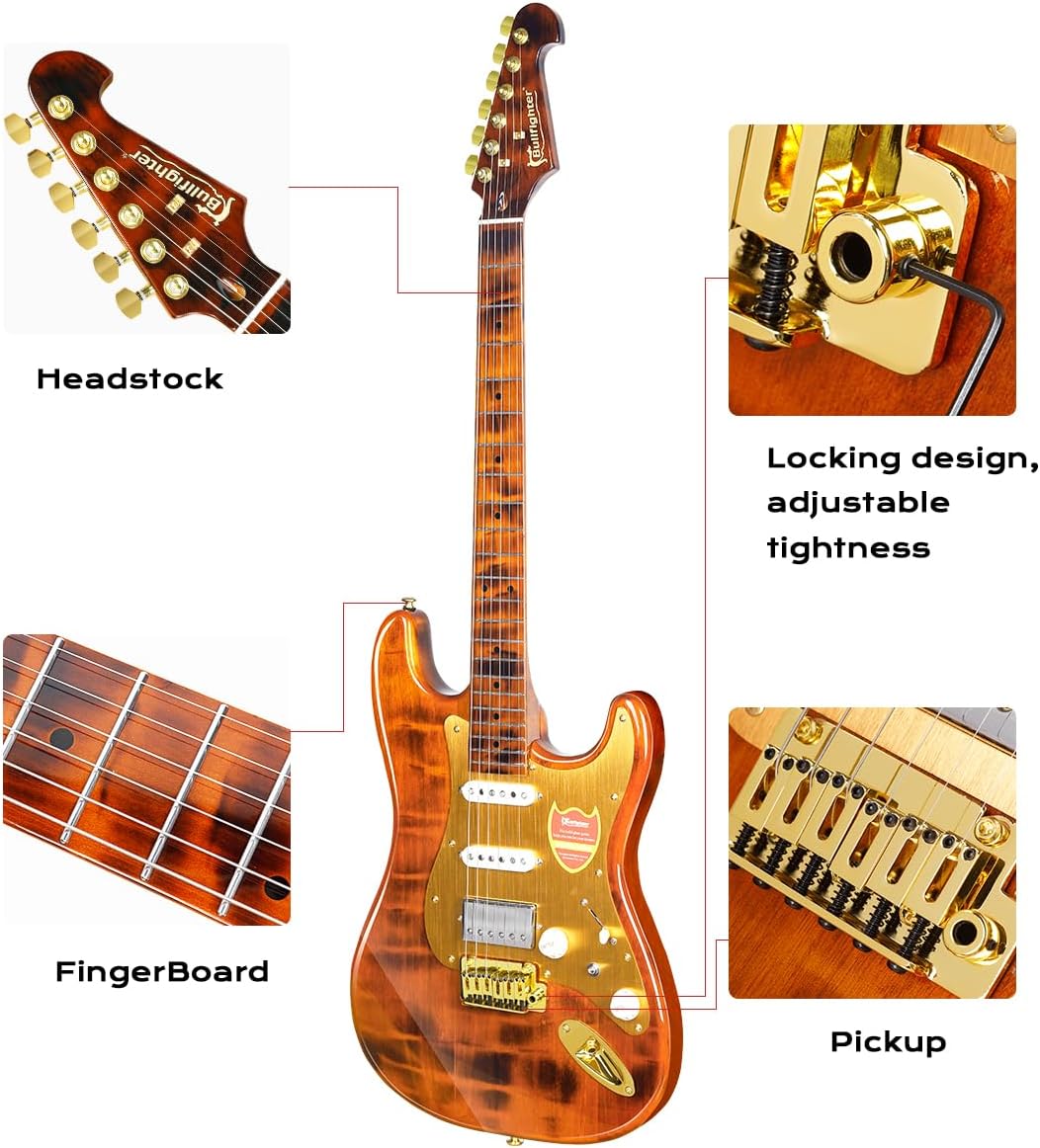 Bullfighter Electric Guitar Kit 39 Inch Full Size,6 Extra String, Picks, Gig Bag, Shoulder Strap, Cable (D190)