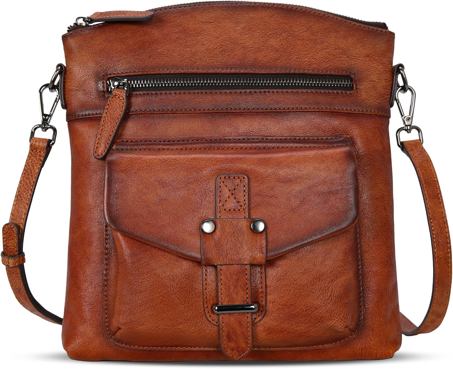 HESHE Leather Crossbody Bags for Women Satchel Purses Shoulder Purses and Handbags Cross Body Bag with Multi Pockets