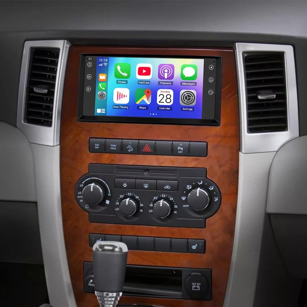 Android 14 Double Din Car Stereo Radio for Jeep Grand Cherokee 2008-2010,7 inch Touch Screen Head Unit Car Stereo with Wireless Carplay Android Auto Support GPS Bluetooth WiFi FM RDS DSP Backup Camera