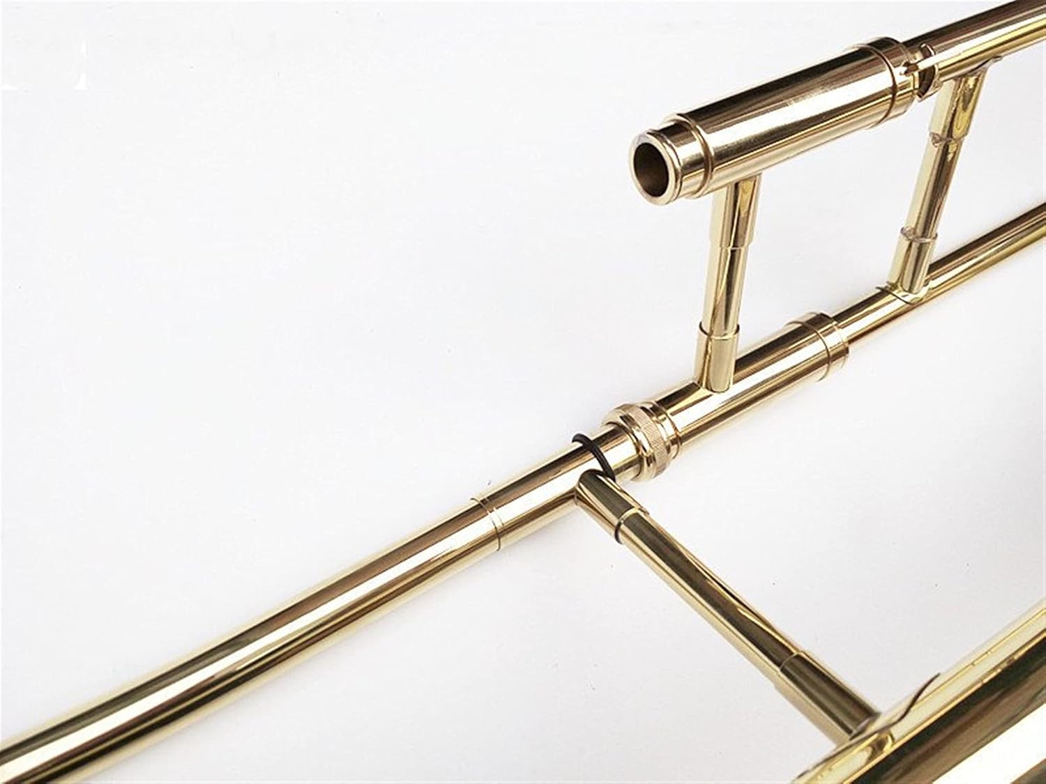 Student Trombone Bb Alto Trombone Brass Golden Paint B Flat Wind Instrument with Cupronickel Mouthpiece Cleaning Stick Box Trombone Kit