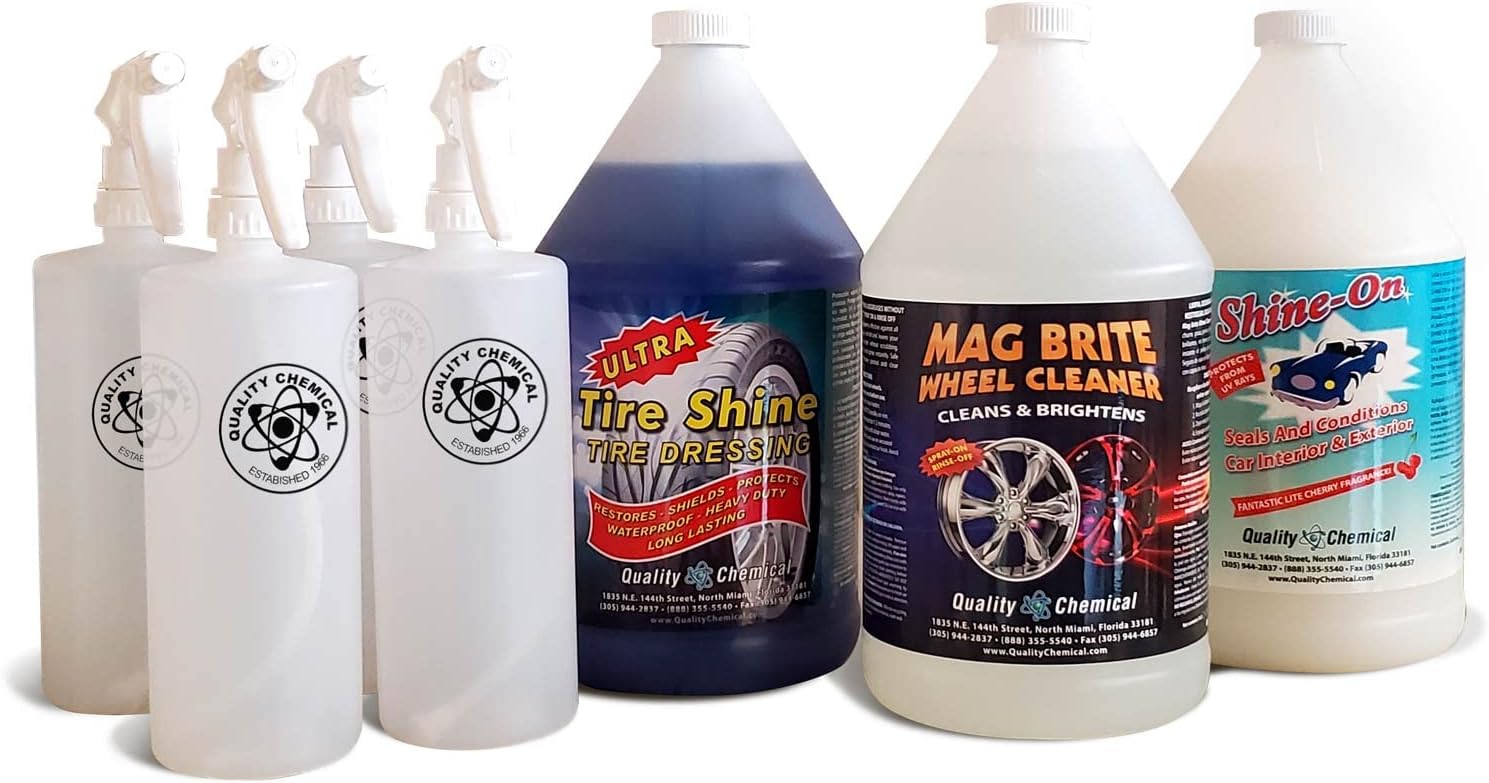 Quality Chemical Professional Car Detailing Kit/Mag Brite (1 Gallon) / Shine on (1 Gallon) / Ultra Tire Shine (1 Gallon) / 3 Gallon Combo