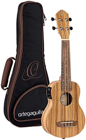 Ortega Guitars, 4-String Timber Series Soprano Acoustic-Electric Ukulele w/Bag, Right (RFU10ZE)