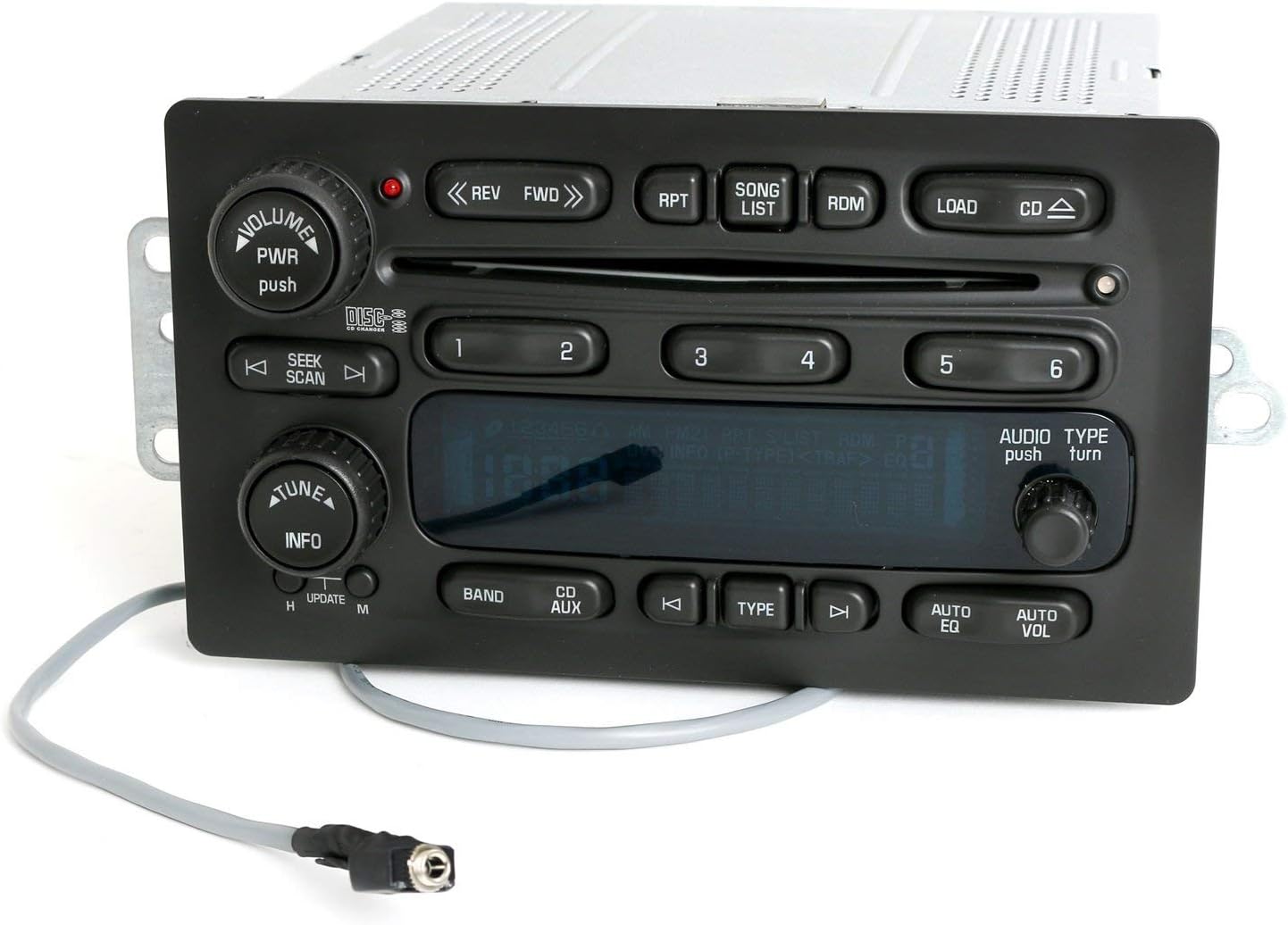 1 Factory Radio AM FM 6 Disc CD Player Radio w Aux Input on Pigtail Compatible with 2003-2005 Silverado Sierra 15196055 (Renewed)
