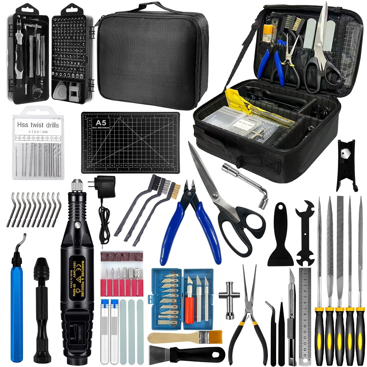 212Pcs 3D Printer Tool Kit with 3D Printer Accessories Bring Tool Box Includes Deburring Ideal for Disassembly Cleaning and Precision Machining Toolboxes