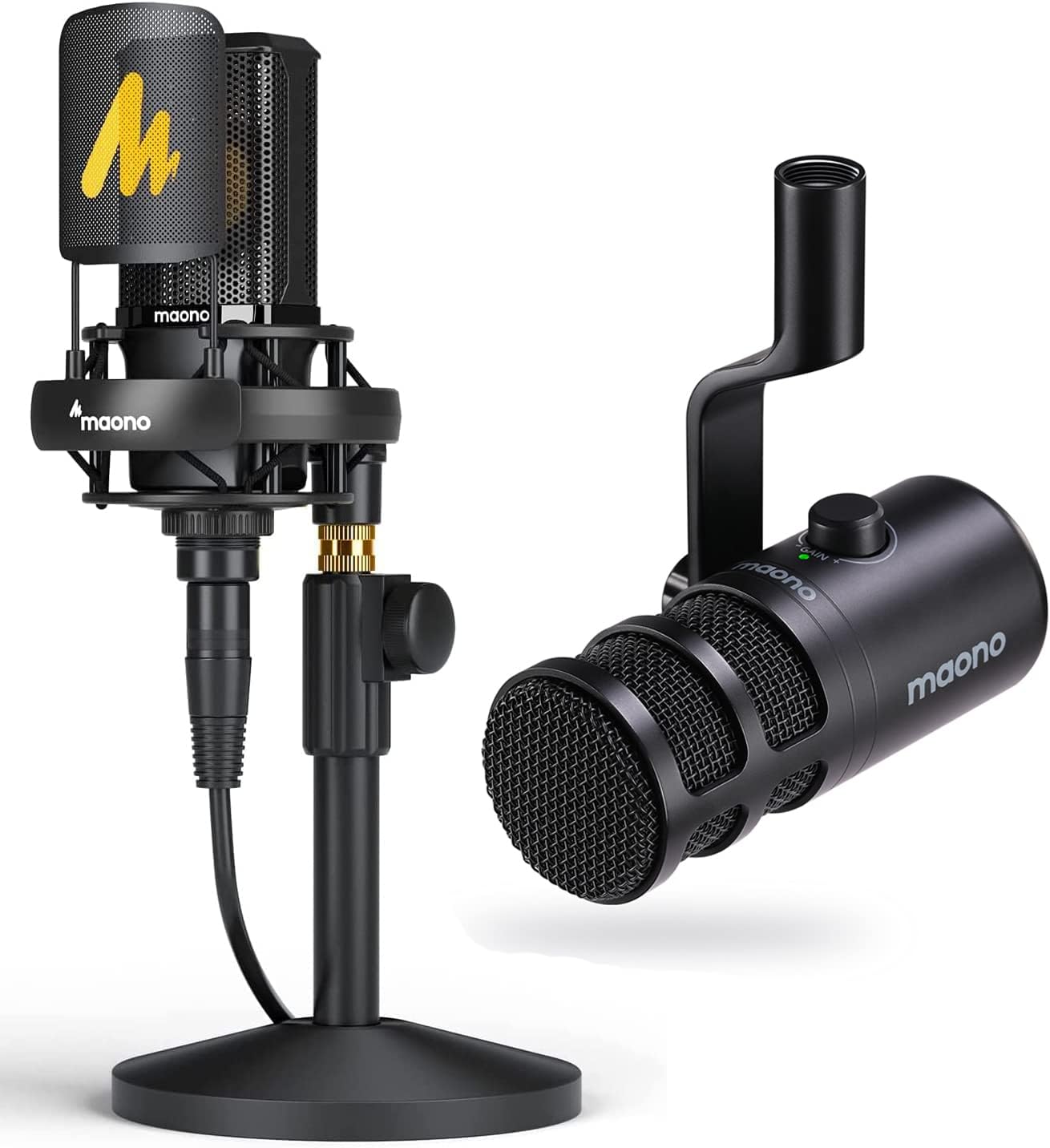 MAONO Podcast Microphone, PD100U & PM500 Cardioid Studio Recording Mic for Streaming, Podcasting, Singing, Voice-Over, Vocal, Home-Studio, YouTube, Skype, Twitch