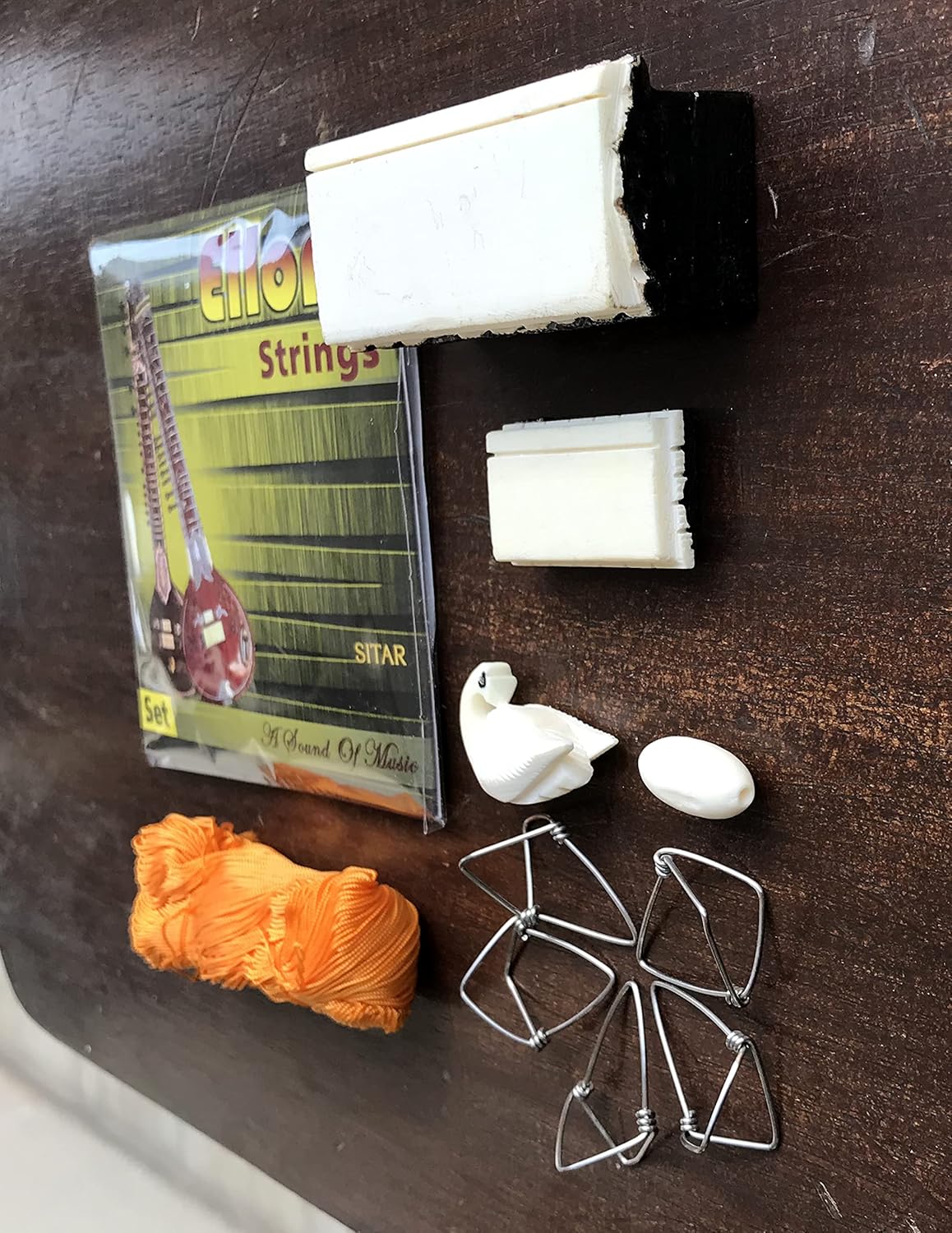 Sitar Accessories Strings Bridge Mizrab fret thread tuning beads all in one