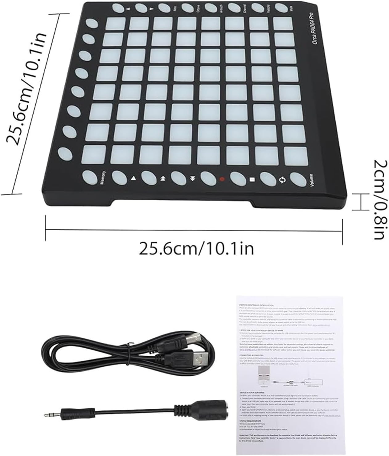 MIDI Pad Controller,64 RGB Backlight, 128 GM Sounds, 24 Function Buttons for Party and Stage Music Lovers,or Party Stage Live Performance