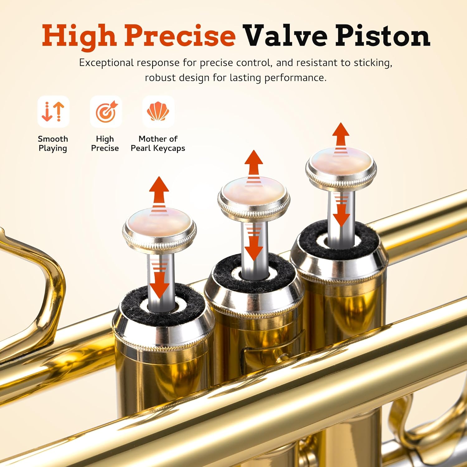 CAHAYA Bb Trumpet Instrument Trompeta: Brass Student Trumpet with Hard Case 7C Mouthpiece Gloves Standard Trumpets for Beginners or Advanced Students Gold