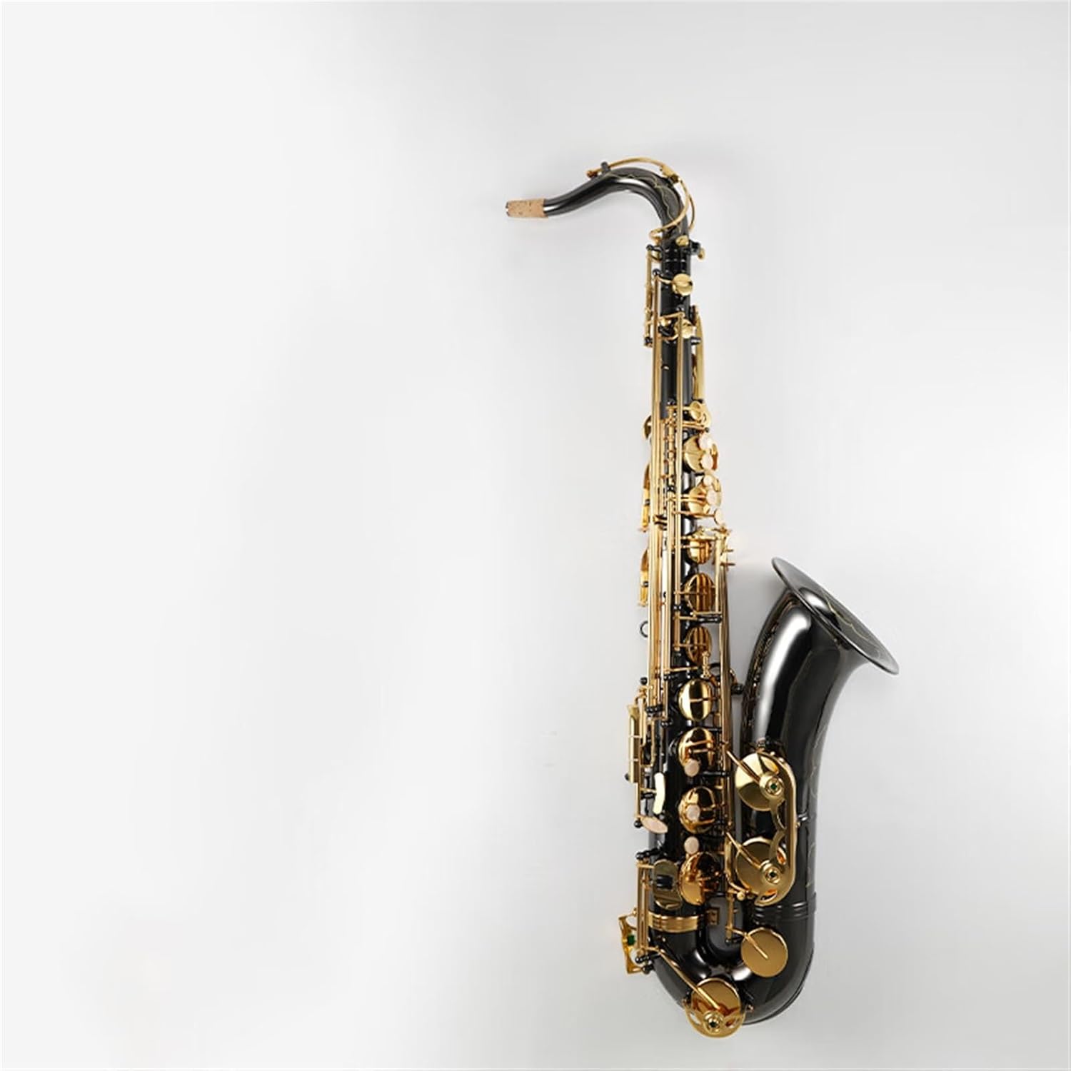 Black Gold Tenor Saxophone B Flat Woodwind Instrument Playing Black