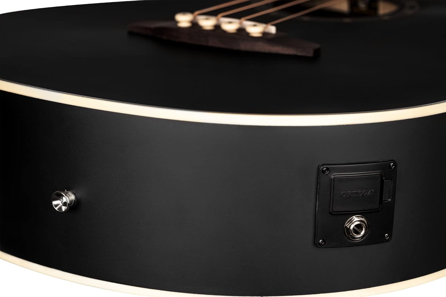 Ortega Guitars Deep Series 4 String Acoustic Bass Guitar, Right-handed, Black, (D7CE-SBK-4)