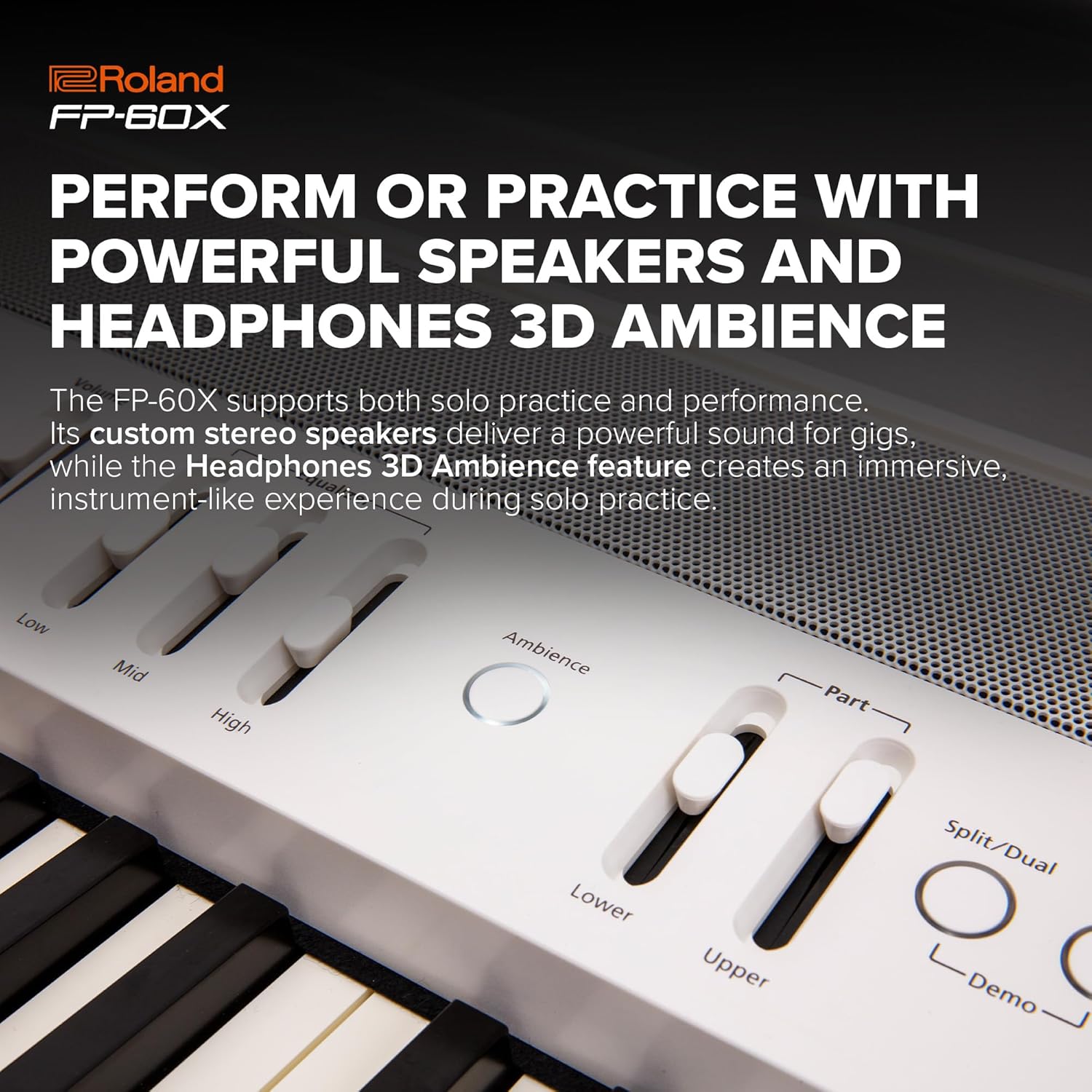Roland FP-60X | Pro Performance 88-Note Digital Piano | Built-In Powerful Amplifier & Custom Stereo Speakers | Onboard Sound Customization | Curated Tones & FX | White