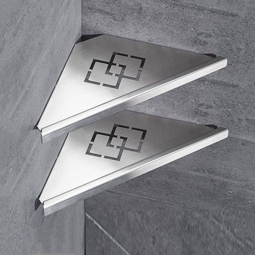 Bathroom Shelf Corner Shower Caddy Brushed Nickel Stainless Steel Wall Mounted Floating Shelves Shampoo Shower Gel Organizer Shelf Rustproof -A-Black-2R (A black)